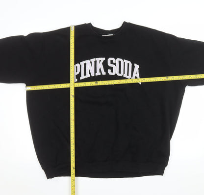 Womens UK Size M Pink Soda Sport Black Pullover Sweatshirt