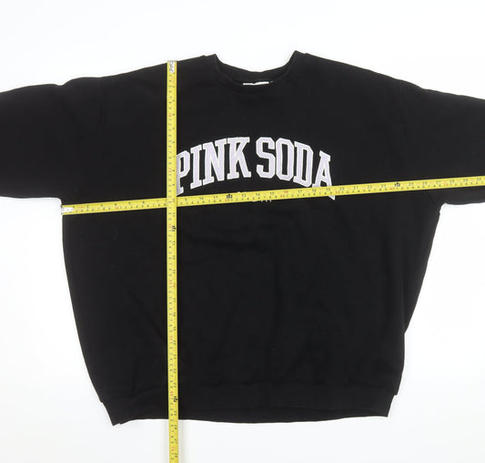 Womens UK Size M Pink Soda Sport Black Pullover Sweatshirt