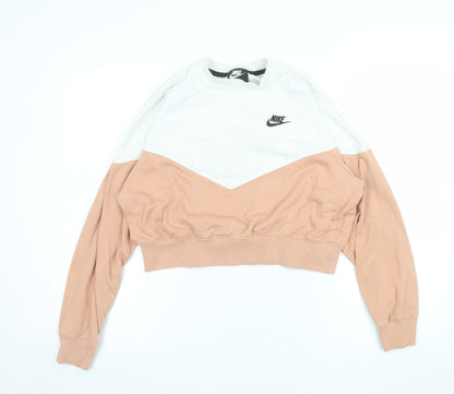 Womens UK Size L Nike Beige Pullover Sweatshirt
