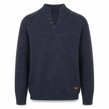 Eastex Men's Blue Henley Jumper XL Wool Blend Knit