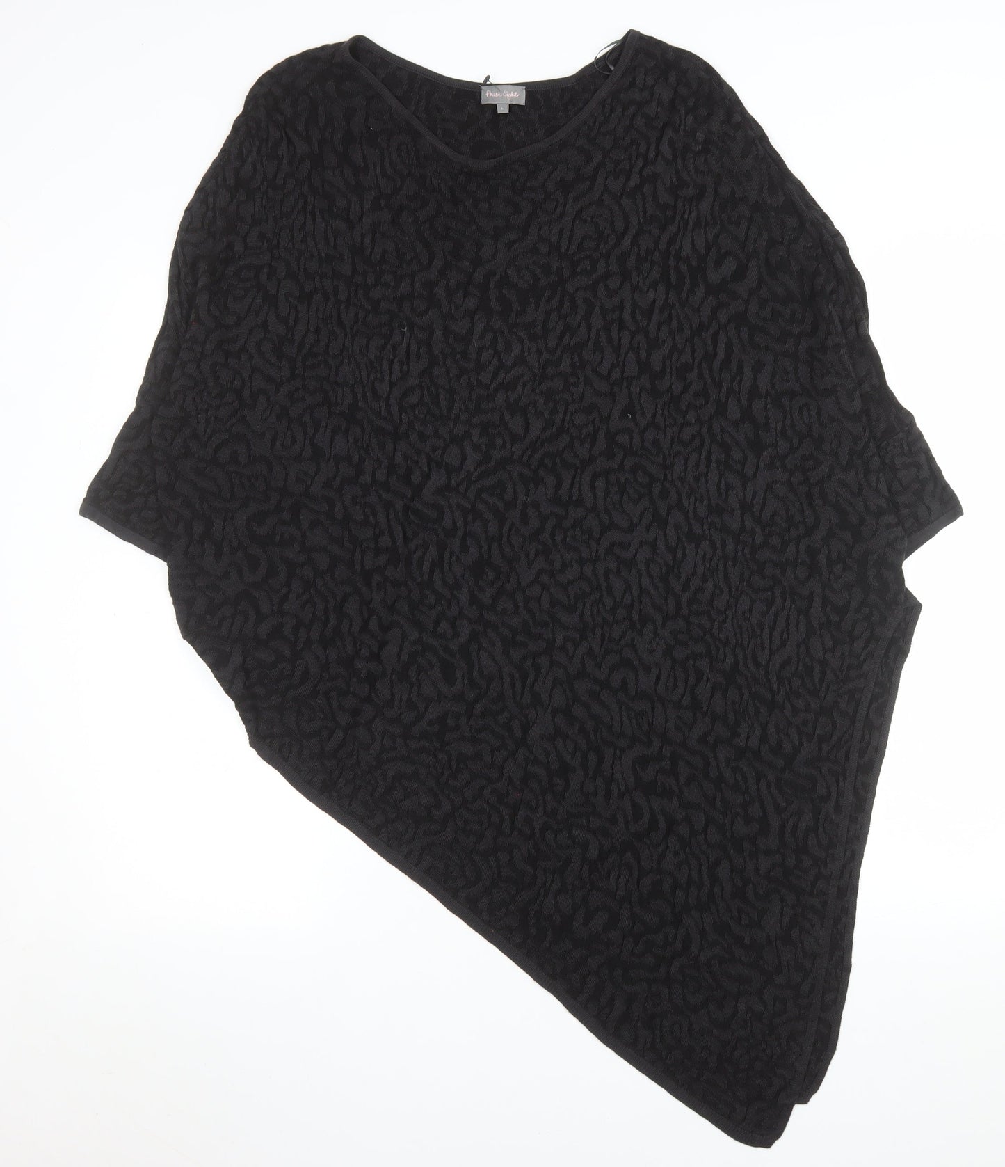 Phase Eight Women Black Animal Textured Tunic Top L Viscose Dolman Sleeve