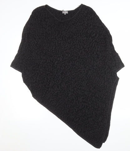 Phase Eight Women Black Animal Textured Tunic Top L Viscose Dolman Sleeve