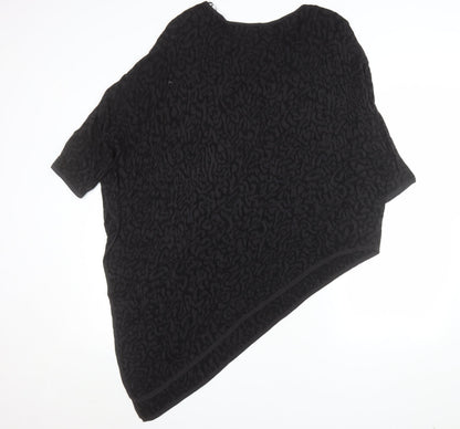 Phase Eight Women Black Animal Textured Tunic Top L Viscose Dolman Sleeve