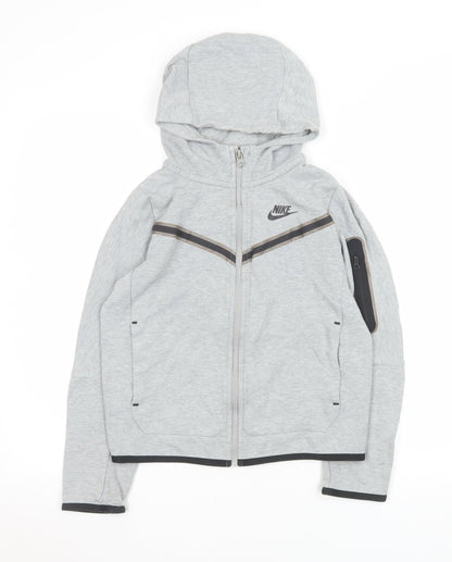 Nike Boys Grey Hooded Tech Fleece Track Jacket M 11-12 Years