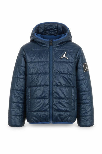 Jordan Boys Blue Hooded Puffer Jacket 7 Years Polyester Winter Coat