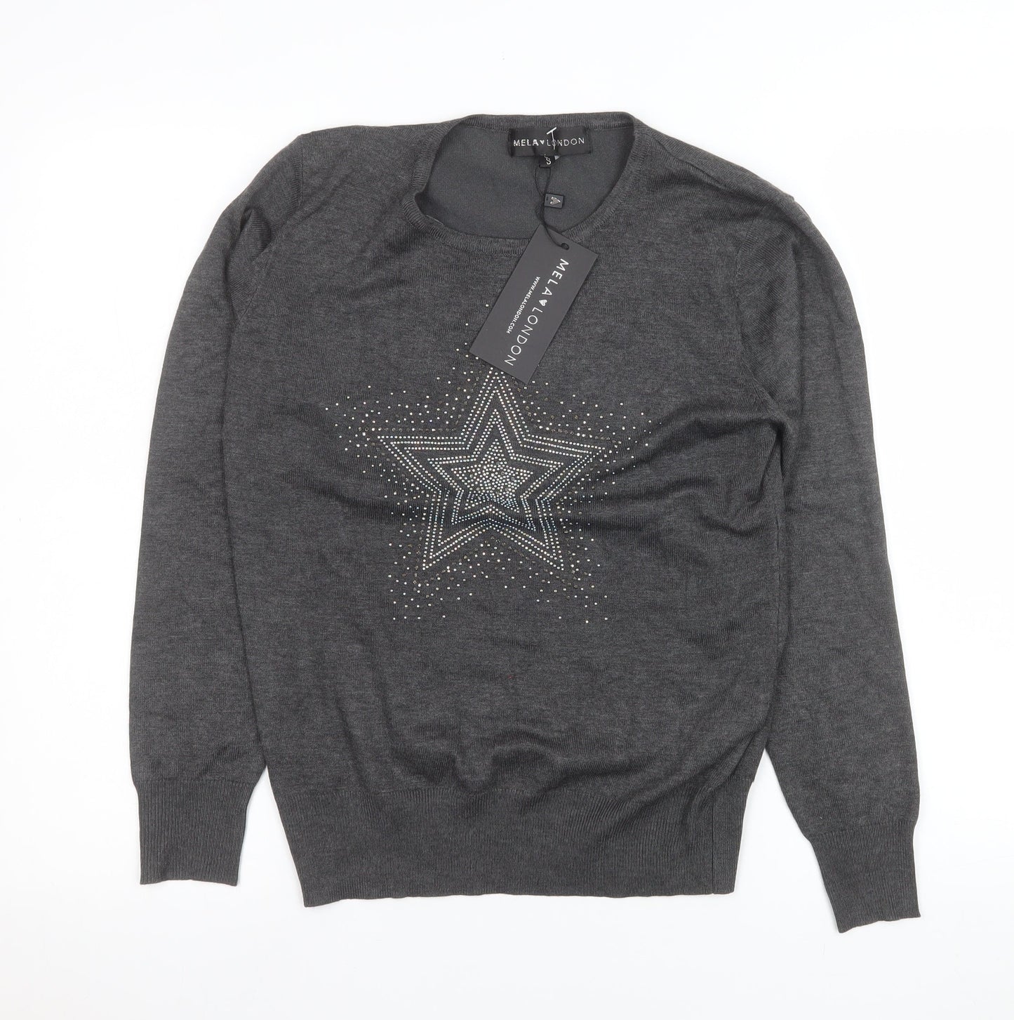 Womens UK Size S Mela London Grey Pullover Jumper