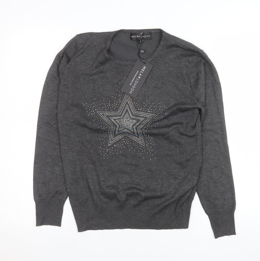 Womens UK Size S Mela London Grey Pullover Jumper