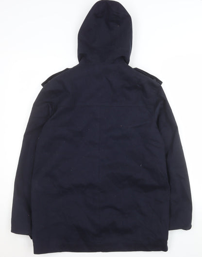 Cotton Traders Women's Navy Duffle Coat S Hooded Toggle Mid-Length