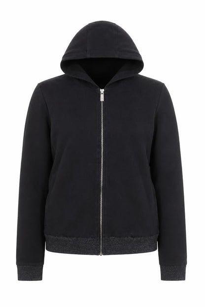 Armani Jeans Women's Black Hooded Zip Jacket Size 12