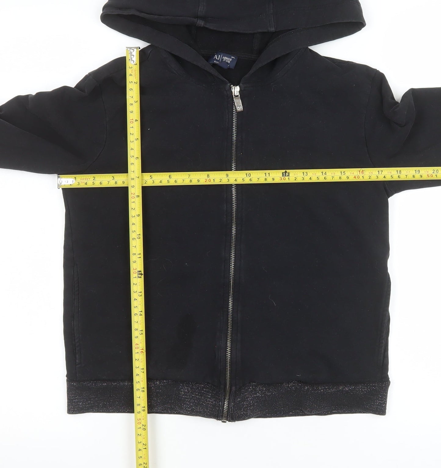Armani Jeans Women's Black Hooded Zip Jacket Size 12