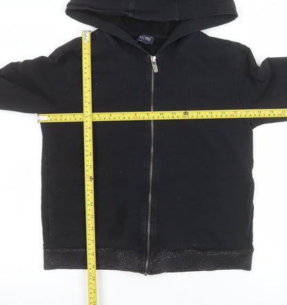 Armani Jeans Women's Black Hooded Zip Jacket Size 12