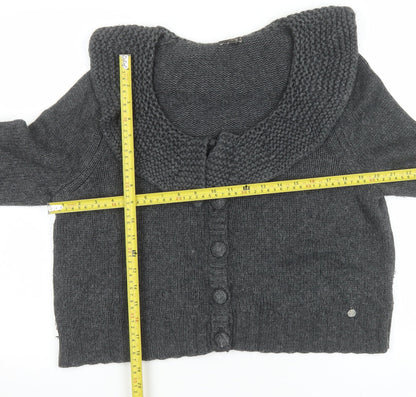 NW3 Women Grey L Cardigan Lambswool Angora Blend Knit