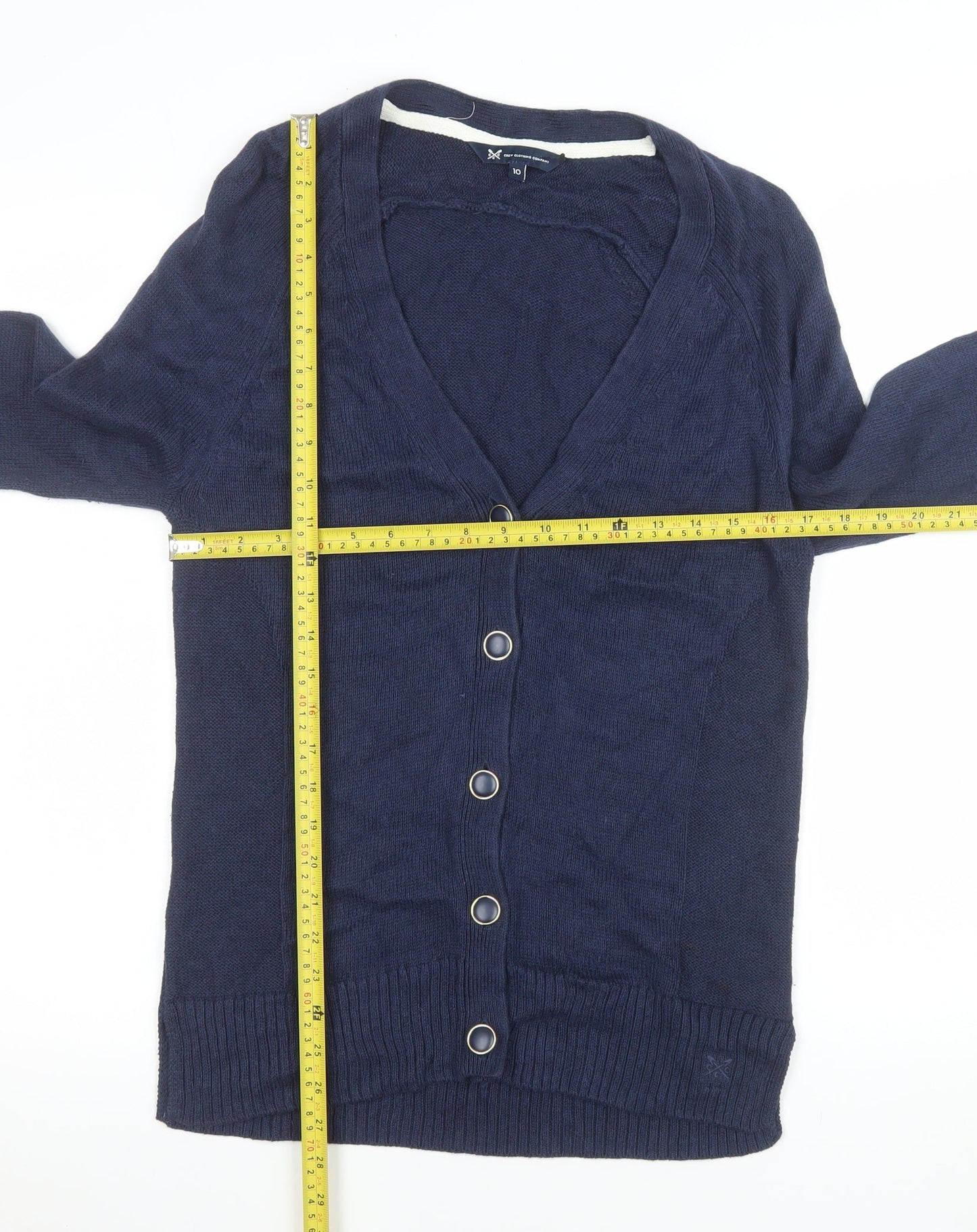 Crew Clothing Company Women's Navy Cardigan Size 10 Linen Cotton Knit