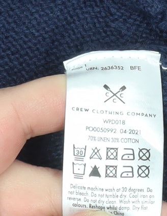 Crew Clothing Company Women's Navy Cardigan Size 10 Linen Cotton Knit