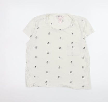 Victoria's Secret Women's Ivory Palm Print Short Sleeve T-Shirt Size 12