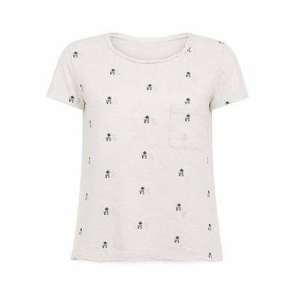 Victoria's Secret Women's Ivory Palm Print Short Sleeve T-Shirt Size 12