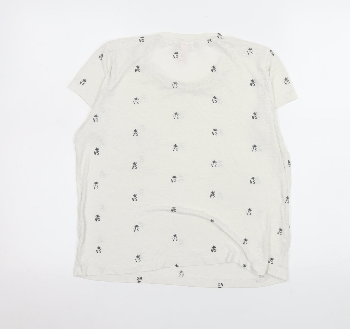 Victoria's Secret Women's Ivory Palm Print Short Sleeve T-Shirt Size 12