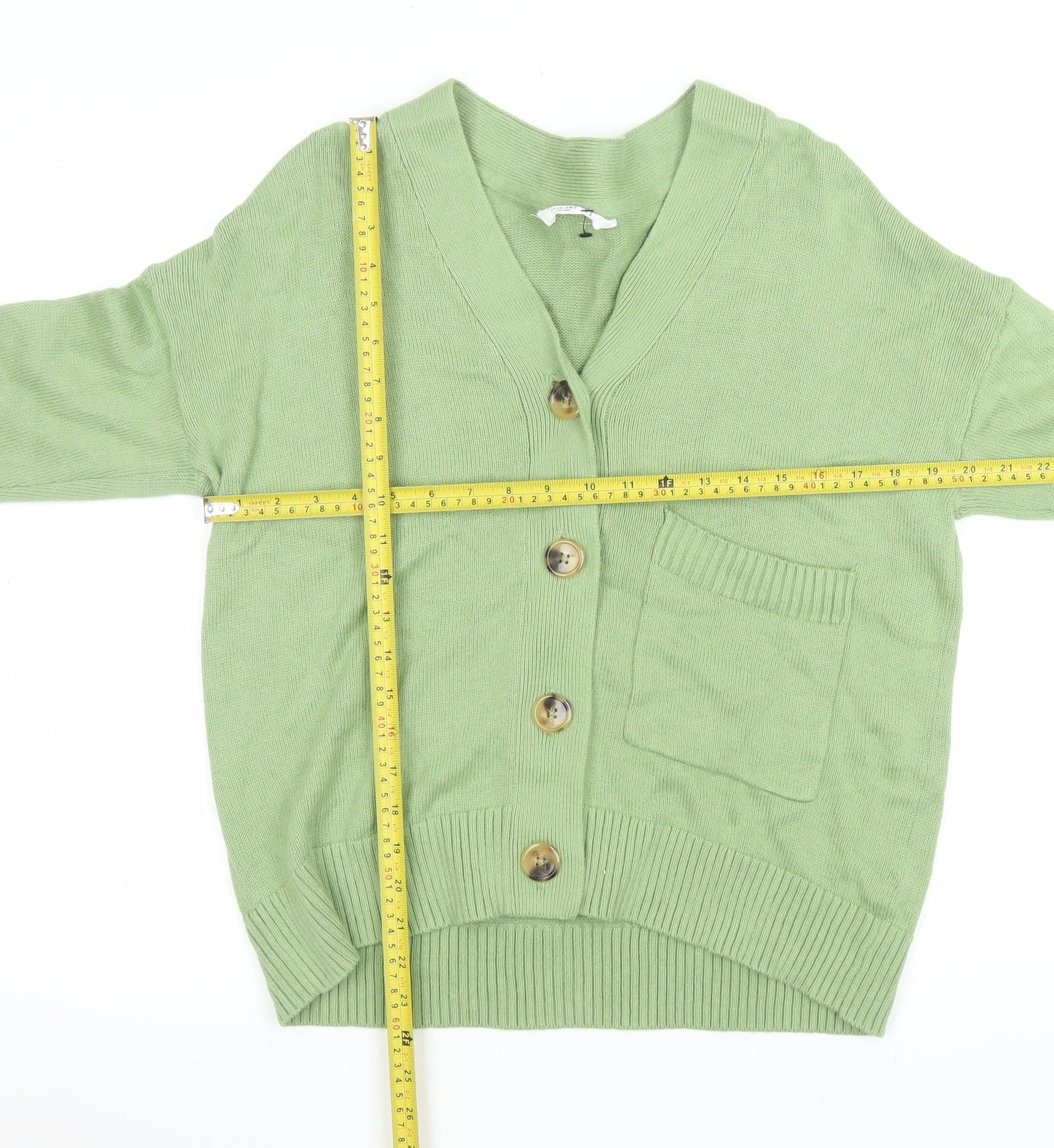 John Lewis Women’s Green Cotton Blend V-Neck Cardigan Size S