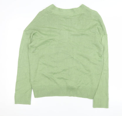 John Lewis Women’s Green Cotton Blend V-Neck Cardigan Size S