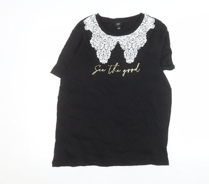 Womens UK Size 10 River Island Black Basic T-Shirt