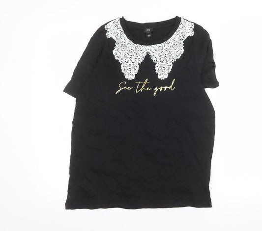 Womens UK Size 10 River Island Black Basic T-Shirt