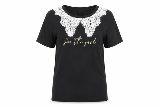 Womens UK Size 10 River Island Black Basic T-Shirt