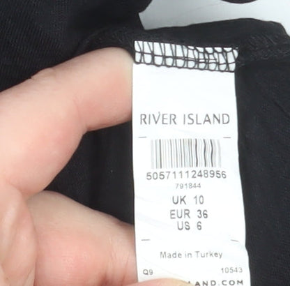 Womens UK Size 10 River Island Black Basic T-Shirt