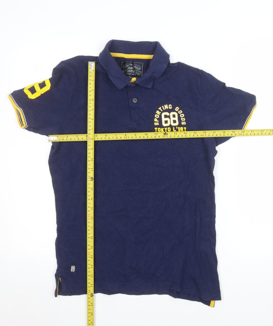 Tokyo Laundry Men's Navy Short Sleeve Polo Shirt Size S Cotton Casual
