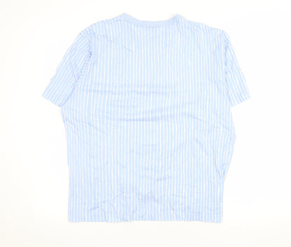 Uniqlo x Marimekko Men Blue Striped Cotton Crew Neck 2XL T-Shirt