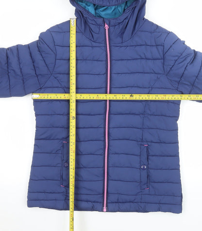 Johnnie b Girls Blue Hooded Puffer Jacket 13-14 Years Polyester Lined