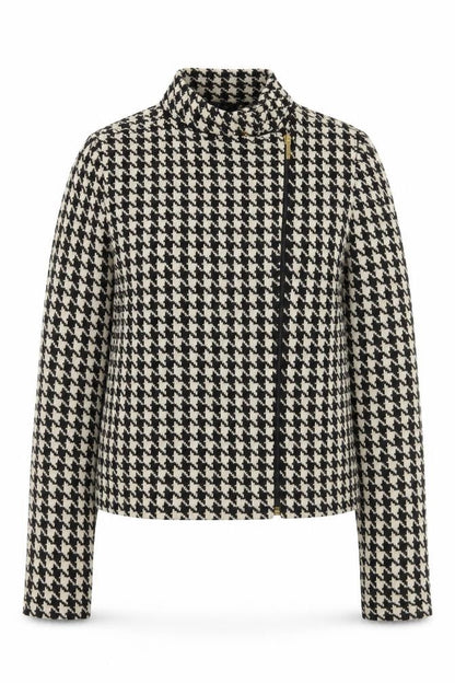Chaps Women's Black Houndstooth Cotton Biker Jacket Size S