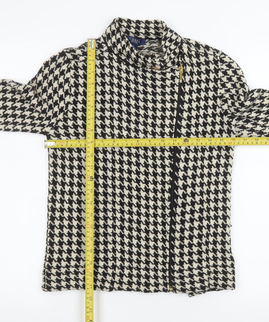 Chaps Women's Black Houndstooth Cotton Biker Jacket Size S