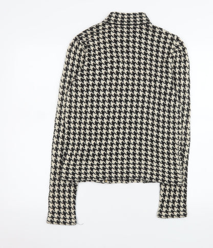 Chaps Women's Black Houndstooth Cotton Biker Jacket Size S