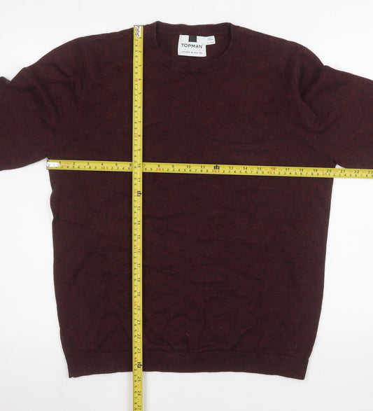 Topman Men's Brown Cotton Crew Neck Jumper Size M