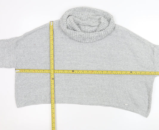 Hollister Women’s Grey Roll Neck Chunky Knit Pullover Jumper XS