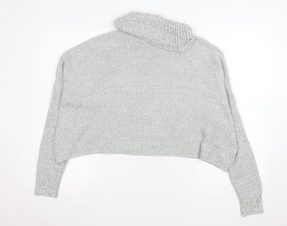 Hollister Women’s Grey Roll Neck Chunky Knit Pullover Jumper XS