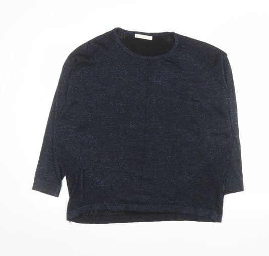 Last Woman Women's Black Glitter Knit 3/4 Sleeve Pullover Jumper S