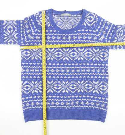 Marks and Spencer Women Blue Fair Isle Lambswool Jumper UK 12