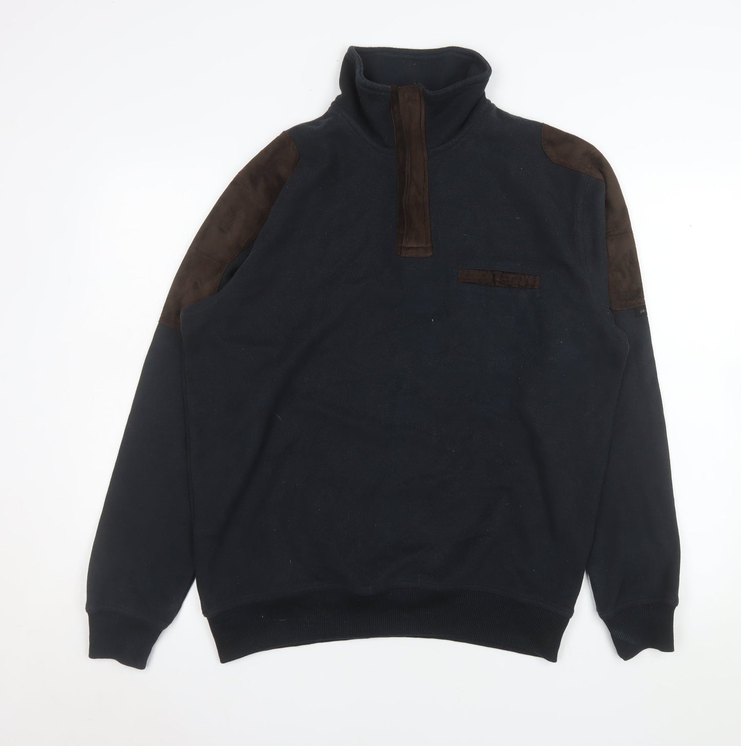 Mens UK Size L Pierre Cardin Black Henley Sweatshirt