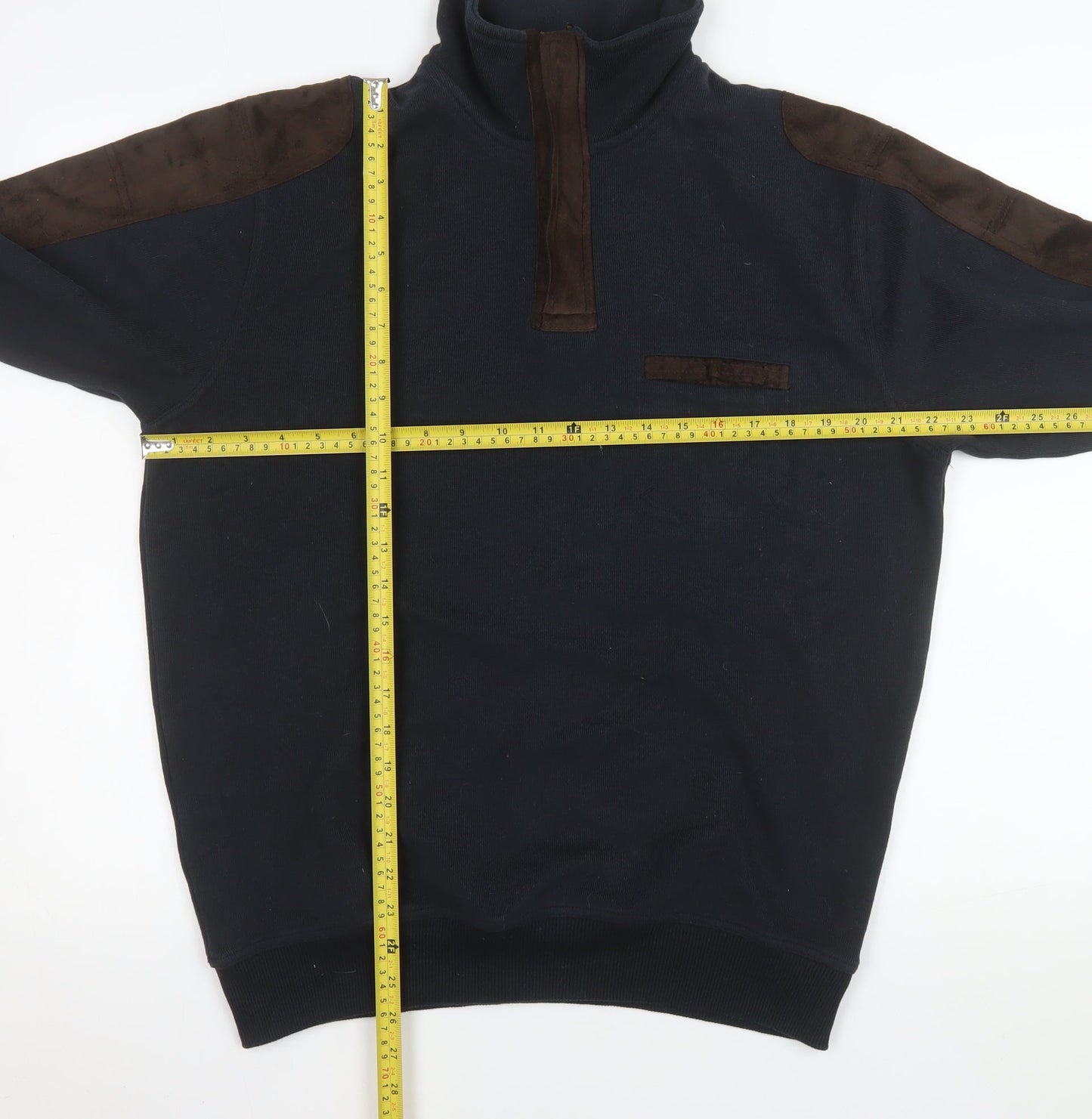 Mens UK Size L Pierre Cardin Black Henley Sweatshirt