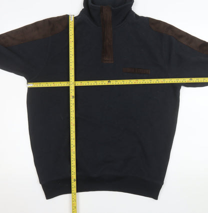 Mens UK Size L Pierre Cardin Black Henley Sweatshirt