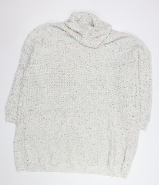 In The Style Women's Ivory Roll Neck Knitted Jumper Dress Size 18