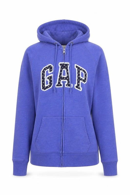 GAP Women Blue Logo Hooded Full Zip Basic Jacket Size L