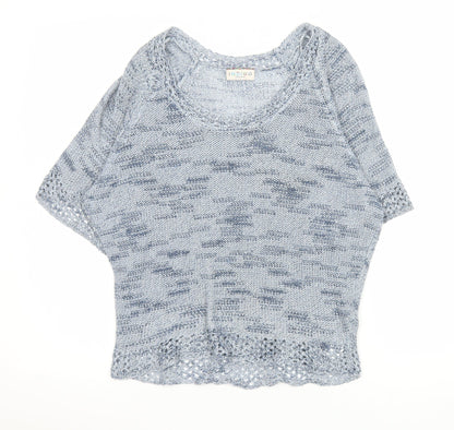 Marks and Spencer Women Blue Size 12 Knit Short Sleeve Pullover Jumper