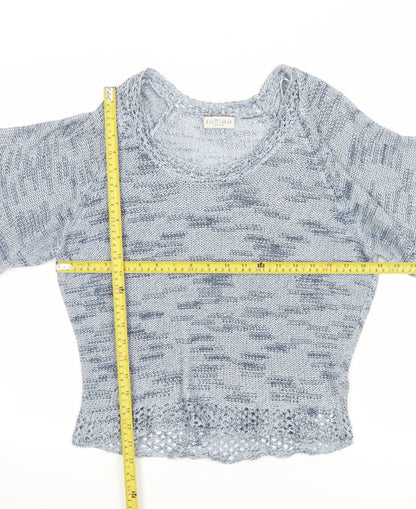 Marks and Spencer Women Blue Size 12 Knit Short Sleeve Pullover Jumper