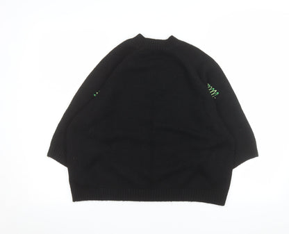Next Women's Black Christmas Tree Embroidered Pullover Jumper M