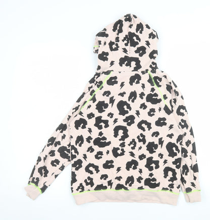 Scamp & Dude Girls Beige Leopard Print Pullover Hoodie 8-9 Years Organic Cotton