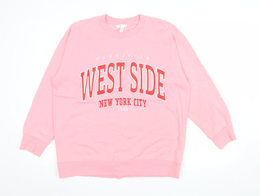 Womens UK Size S H&M Pink Pullover Sweatshirt