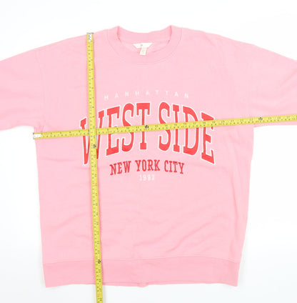 Womens UK Size S H&M Pink Pullover Sweatshirt