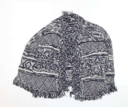 Marks and Spencer Women Blue Knit Fringe Cardigan M